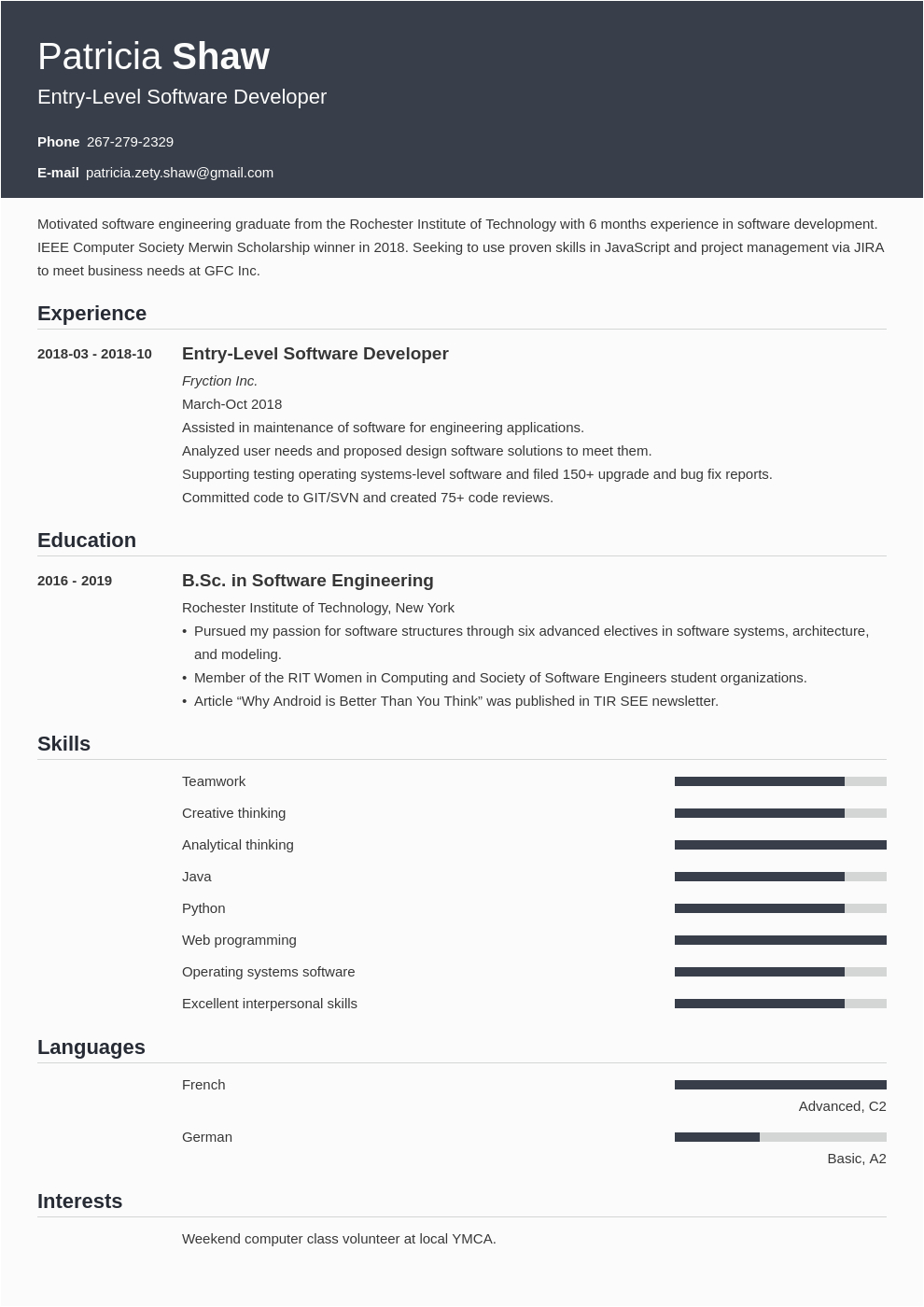 Sample Resume for Entry Level software Positions Entry Level software Engineer Resume Sample & Guide