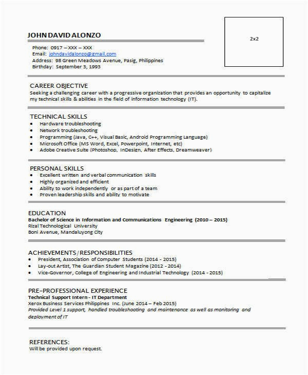 Sample Resume for Fresh Graduates with No Experience 26 Best Teacher Resumes