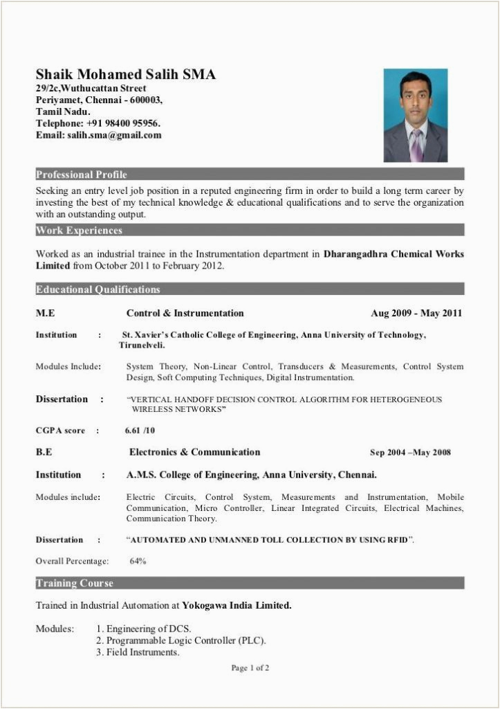 Sample Resume for Fresher Mechanical Engineering Student Civil Engineer Fresher Resume format Doc Free Download