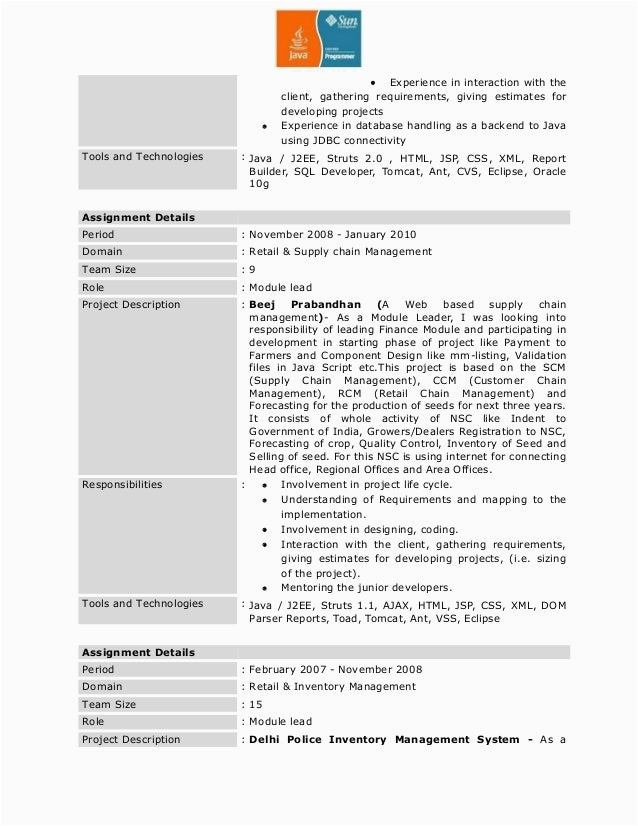 Sample Resume for Java Developer with 2 Years Experience Sample Resume for Java Developer with 2 Years Experience