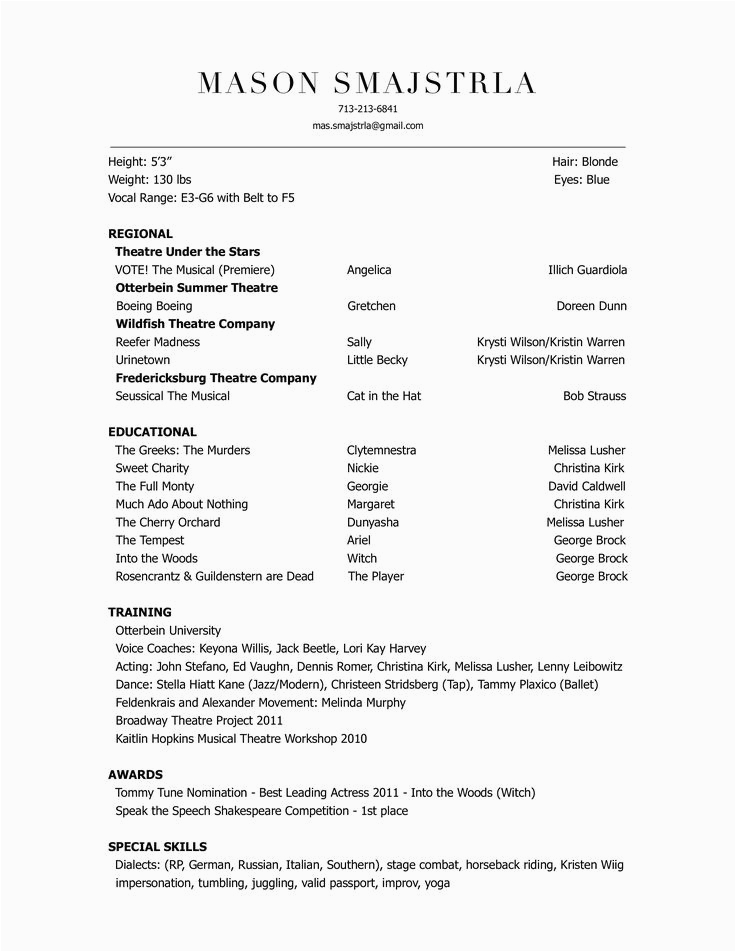 Sample Resume for Movie theater Manager Professional theatre Resume How to Draft A Professional theatre