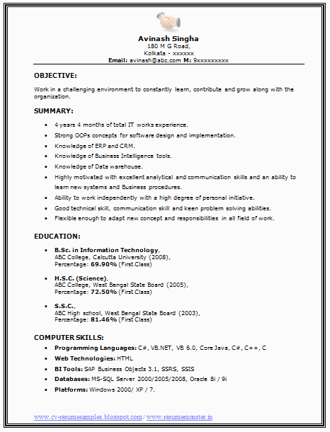 Sample Resume for Msc Chemistry Experience Resume format for M Chemistry Freshers Download Restume