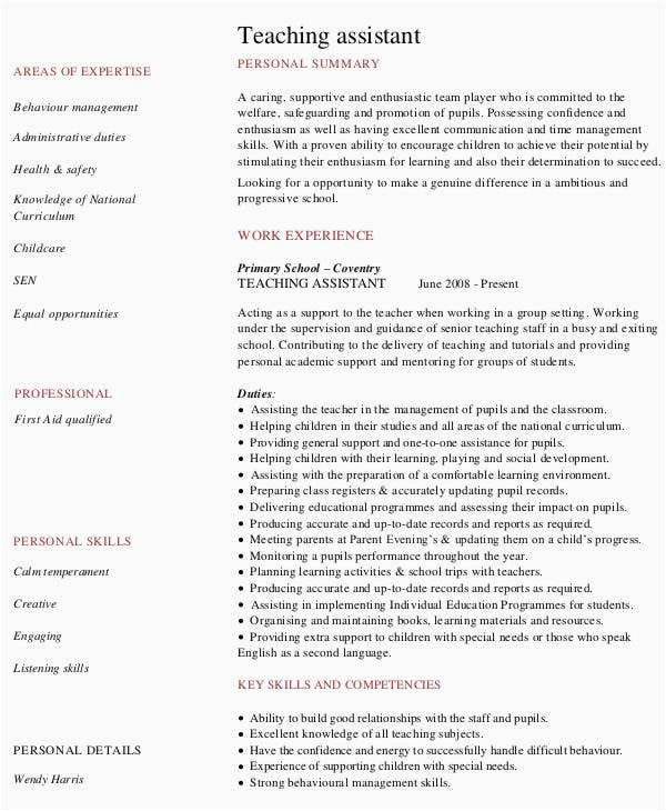 Sample Resume for Preschool Teacher assistant 9 Preschool Teacher Resume Templates Pdf Doc