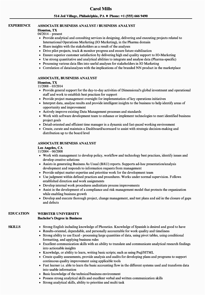 Sample Resume Objective Statements for Business Analyst Entry Level Business Analyst Resume Objective Jr Business Analyst