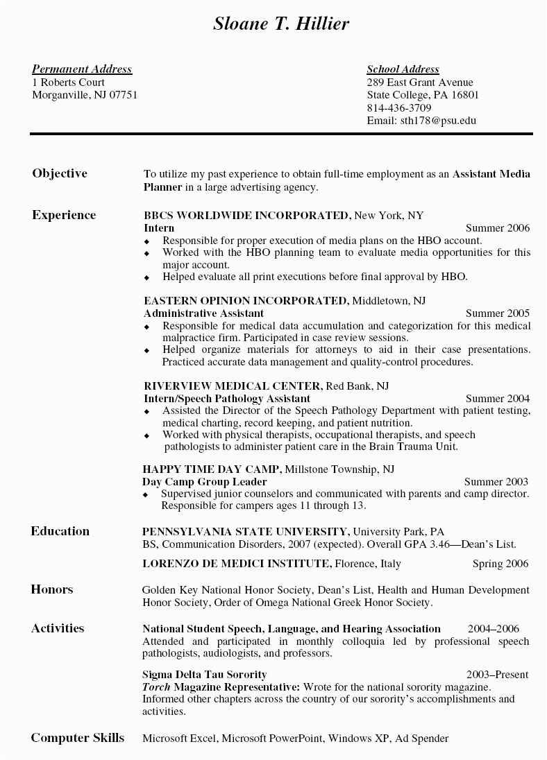 Sample Resume Objective Statements for Internship Resume format Best Resume format for Internship