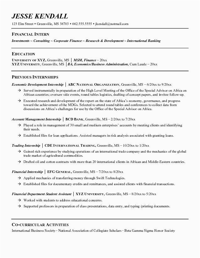 Sample Resume Objective Statements for Internship Sample Resumes for Internships Electrical Engineering