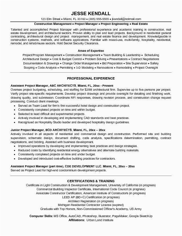 Sample Resume Objective Statements for Project Manager Architectural Project Manager Resume 22 Uxhandy Ux