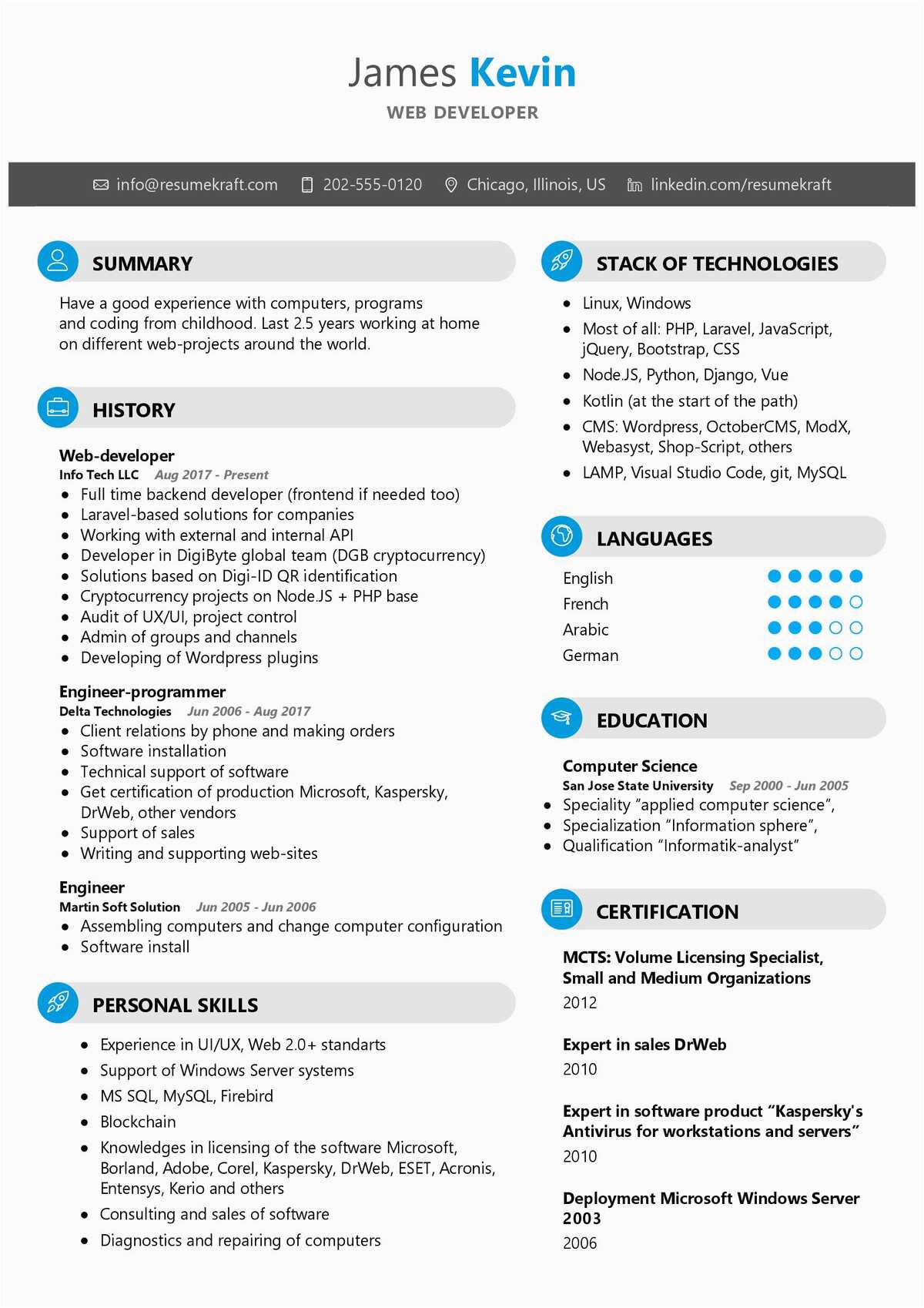 Sample Resume Of Epm Developer Linkedin Web Developer Resume Sample 2021