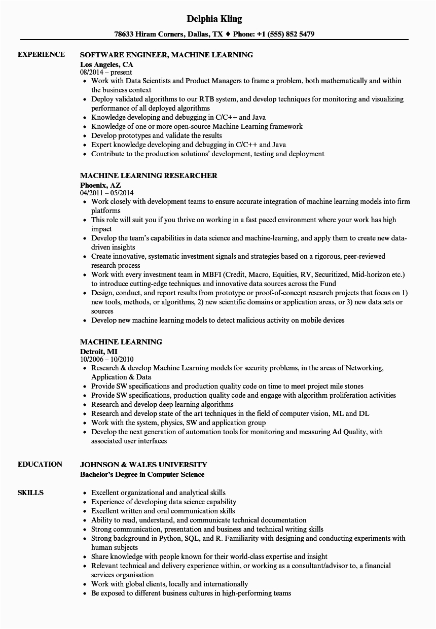 Sample Resumes for Machine Learnign Jobs How to Build A Better Resume for Machine Learning Jobs