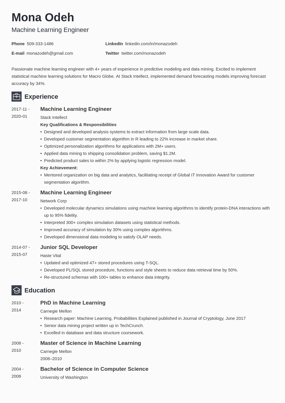 Sample Resumes for Machine Learnign Jobs Machine Learning Resume Example Template Newcast