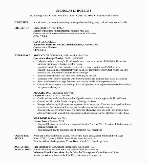 Sample Resumes for Mba Graduate Looking for First Job 15 Mba Resume Templates Doc Pdf