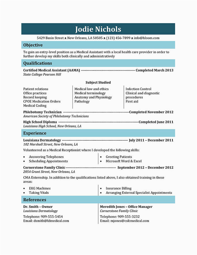 Sample Resumes for Medical assistant Students 16 Free Medical assistant Resume Templates