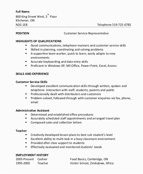 Samples Of Functional Resumes Customer Service Free 8 Customer Service Resume Samples In Ms Word