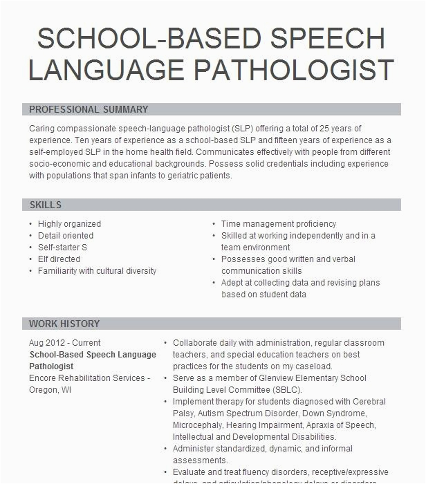 School Based Speech Language Pathologist Resume Sample School Based Speech Language Pathologist Resume Example Encore