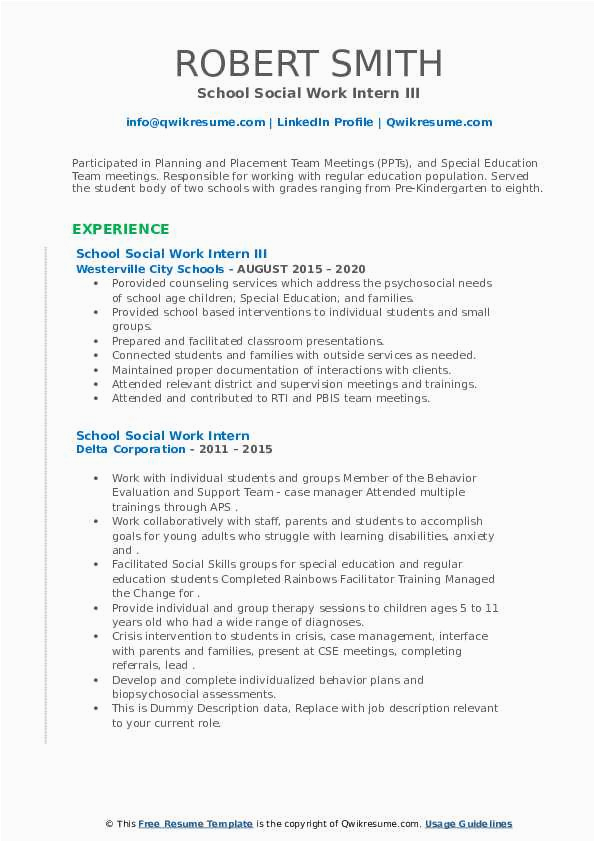 School social Work Intern Resume Sample School social Work Intern Resume Samples