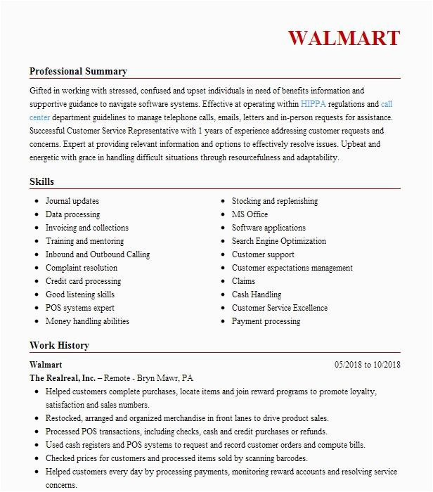 Test Analyst In Wallmart Sample Resumes Walmart Resume Example Shane Bass Hattiesburg Mississippi