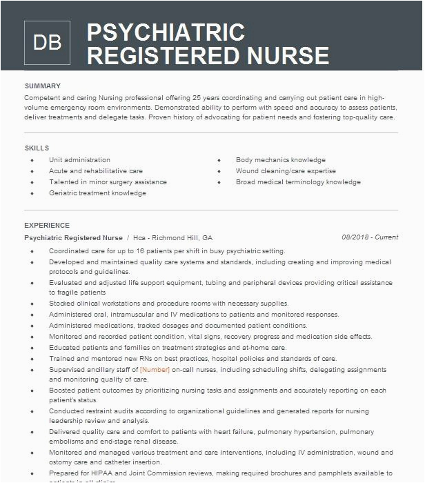 Child Mental Health Psychiatric Rn Resume Sample Psychiatric Registered Nurse Resume Example Va Gulf Coast Pass