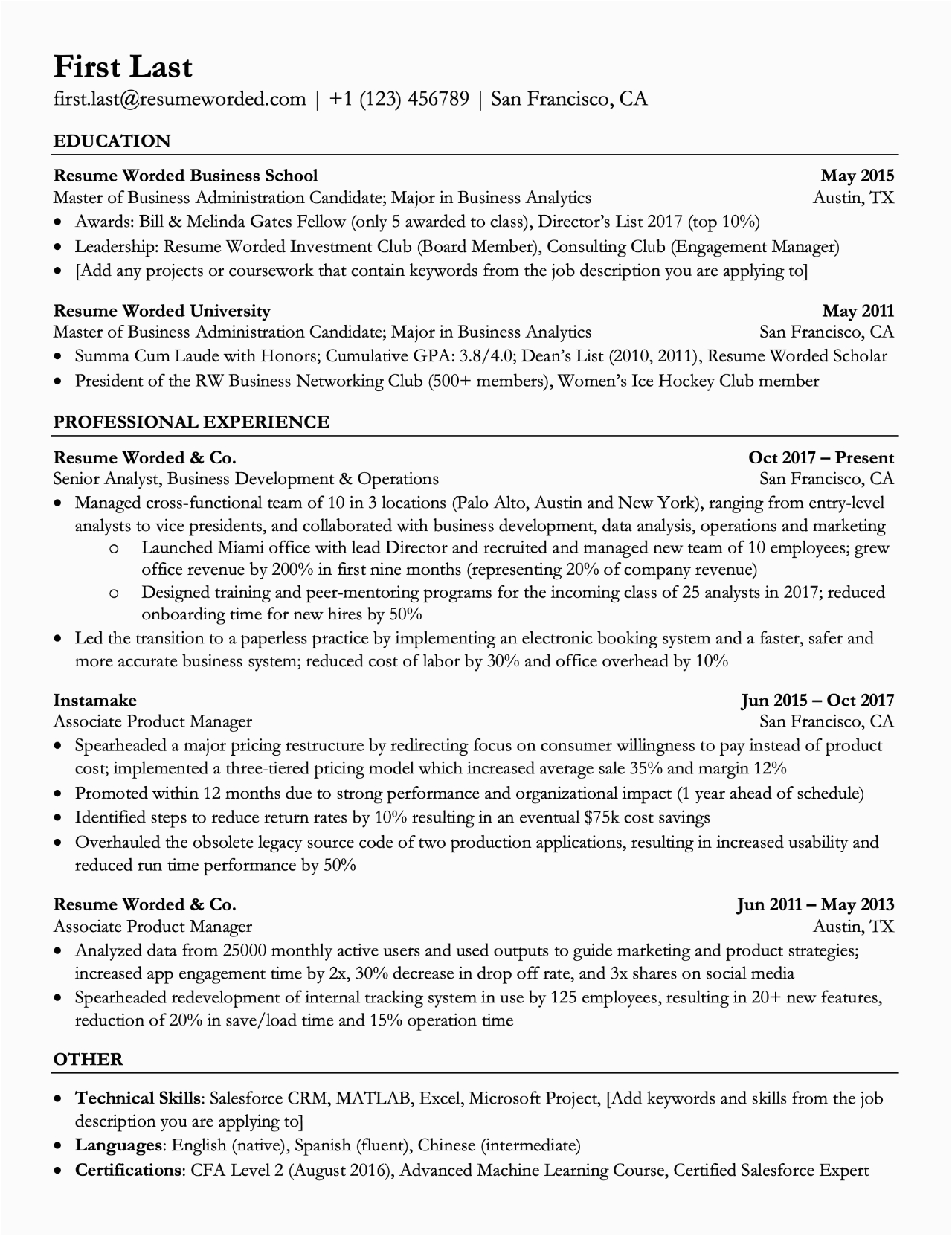 Chronological Resume Sample 2023 for ats Professional ats Resume Templates for Experienced Hires and College