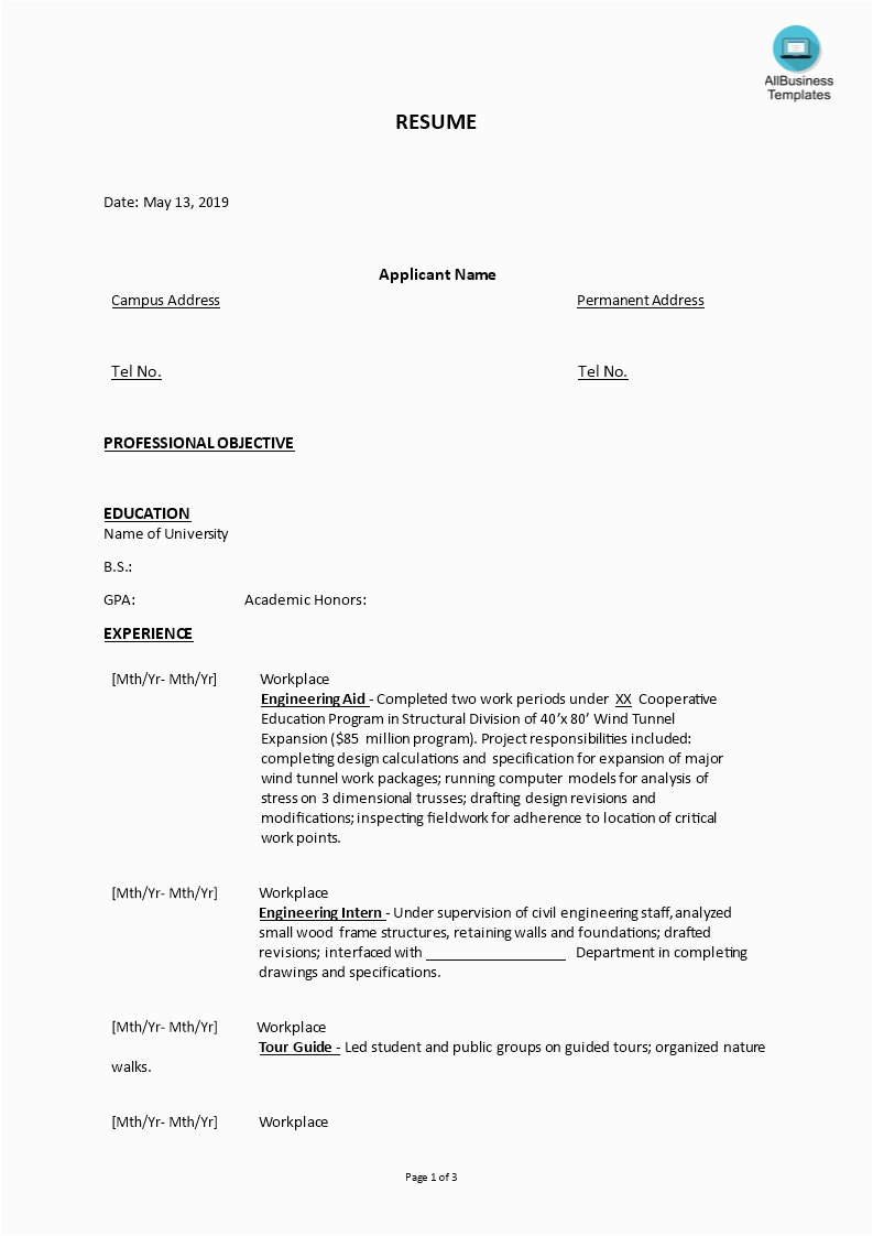 Chronological Resume Sample for Civil Engineer Junior Civil Engineer Chronological format Resume