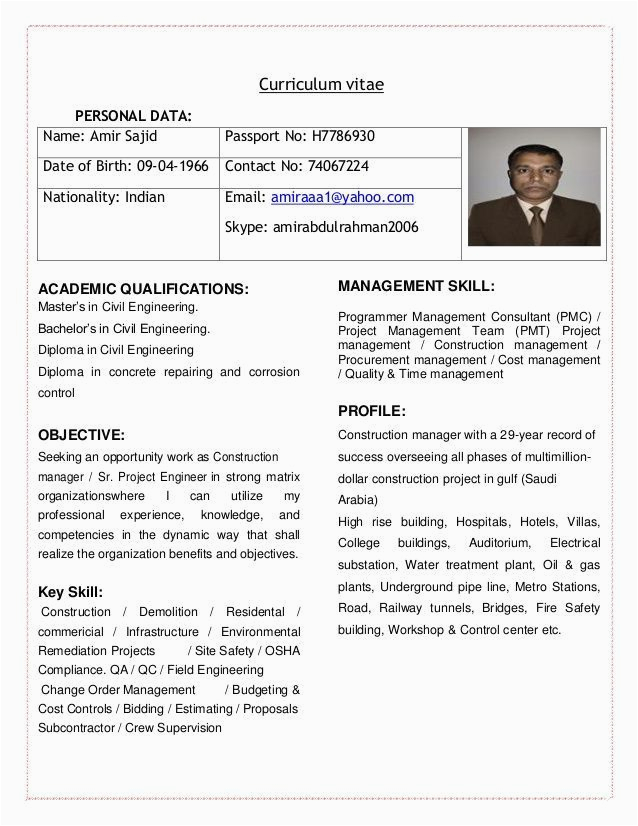 Chronological Resume Sample for Civil Engineer Resume format for Diploma Civil Engineer Experienced Diploma