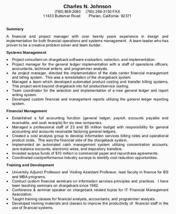 Financial Industry Project Manager Resume Sample 28 Finance Resumes In Pdf