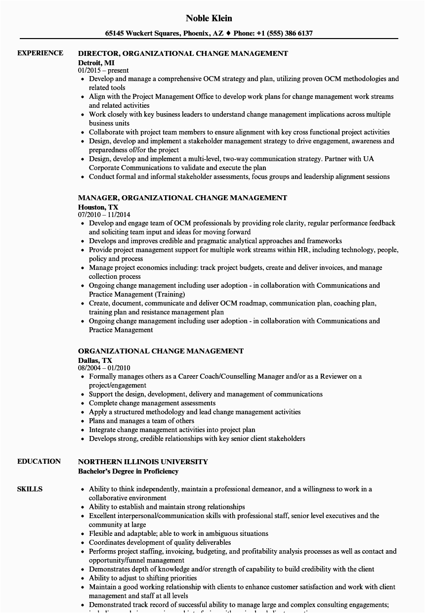 Gbs Strategy and Planning Sample Resume organizational Change Management Resume Samples