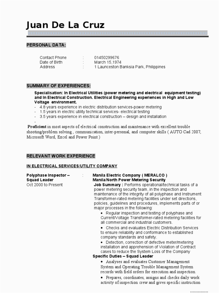 Informatica Powercenter and Power Exchange Sample Resume Sample Resume Electrical Substation