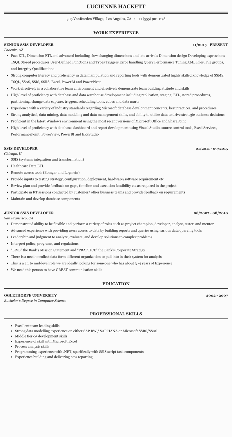 Net Sample Resume for Ssis Developer Net Developer Resume for 1 Year Experience Amashusho
