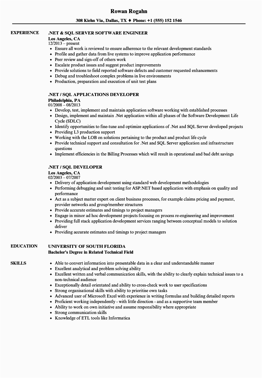 Net Sample Resume for Ssis Developer Sql Ssis Developer Resume August 2020