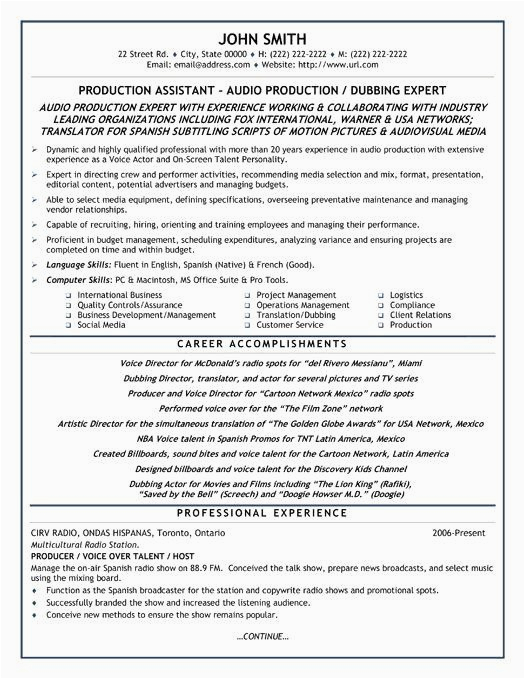 Production assistant Resume No Experience Sample Pin On Resume Samples Ideas Printable