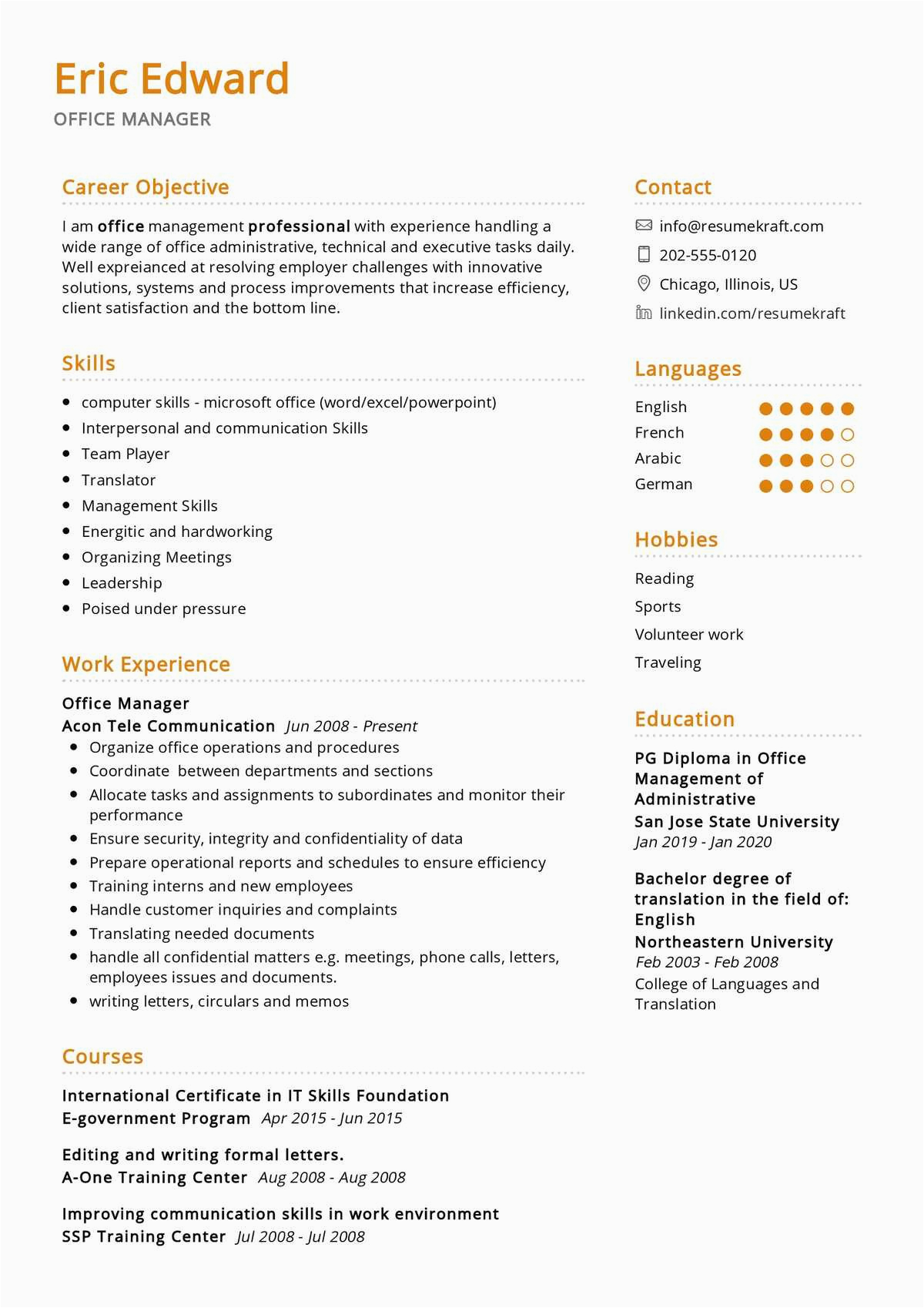 Resume Sample for An Experienced Office Manager Fice Manager Resume Sample 2022