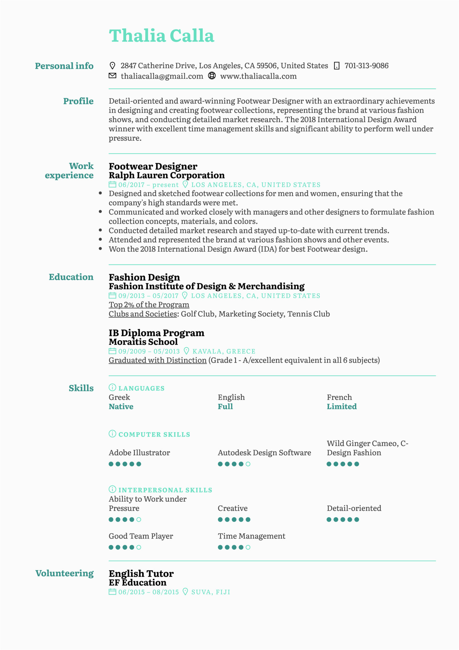Resume Sample for University Application Fashion Design Fashion Designer Skills Resume Highly Proficient with Adobe