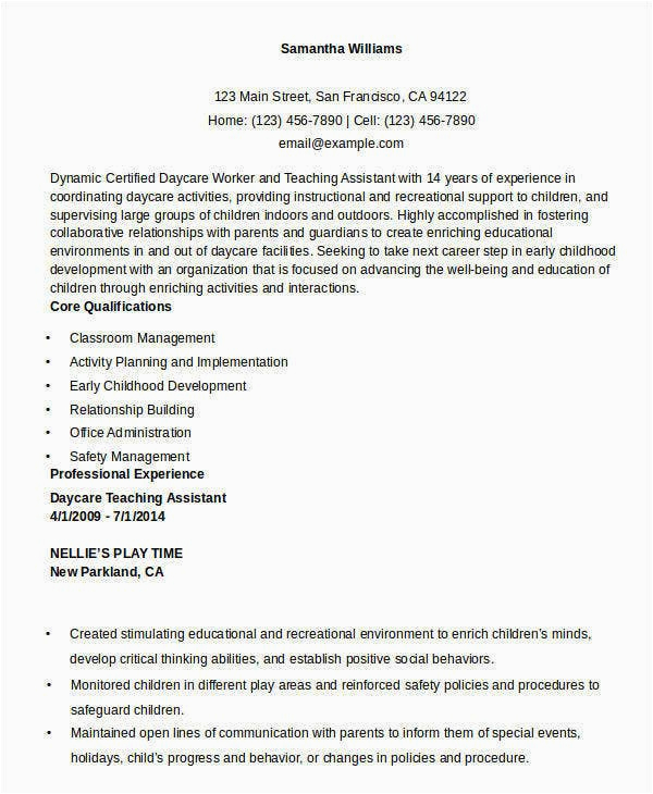Resume Samples for Child Care Teacher assistant Free Teacher Resume 42 Free Word Pdf Documents Download
