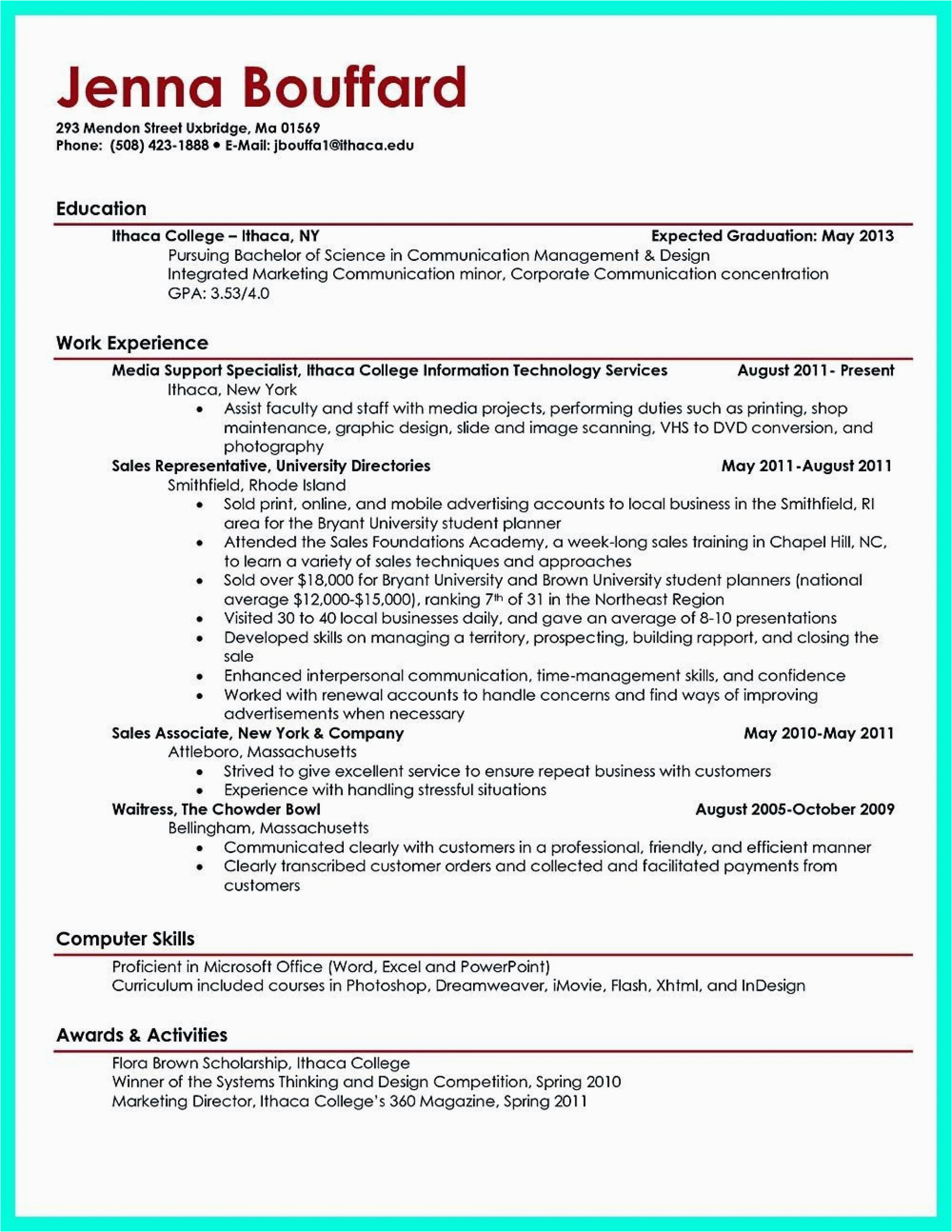 Resume Samples for College Students Application Addictionary