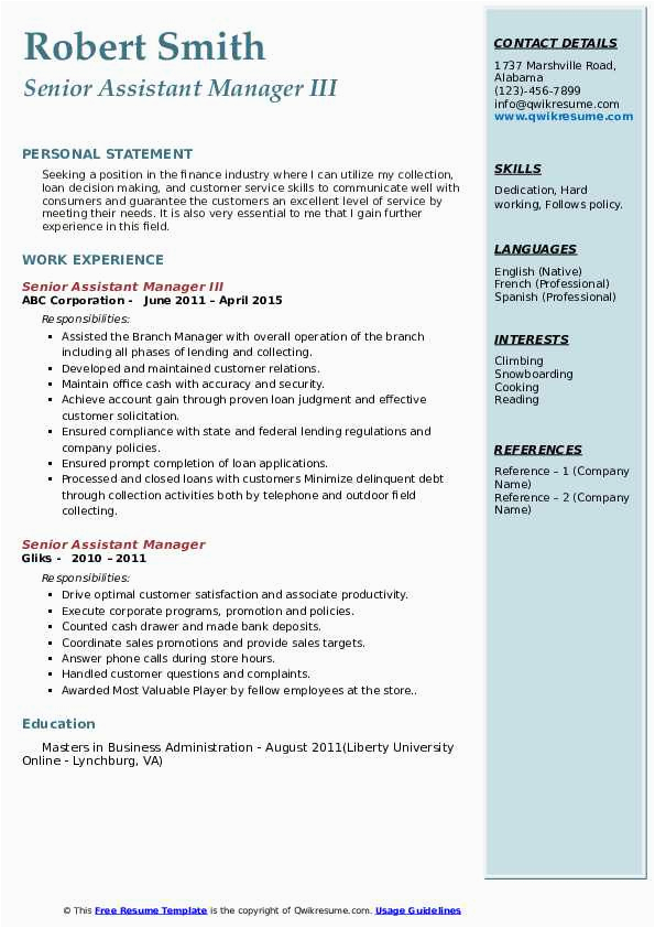 Resume Samples Of Sr Administrative assistant Iii Investment Firm Senior assistant Manager Resume Samples