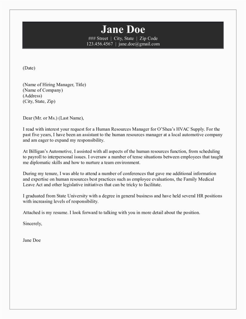 Sample Cover Letter for Hr Manager Resume Cover Letter Addressed to Hiring Manager Sample Cover Letter