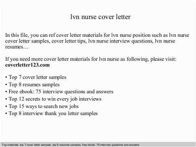 Sample Cover Letter for Lvn Resume Lvn Nurse Cover Letter