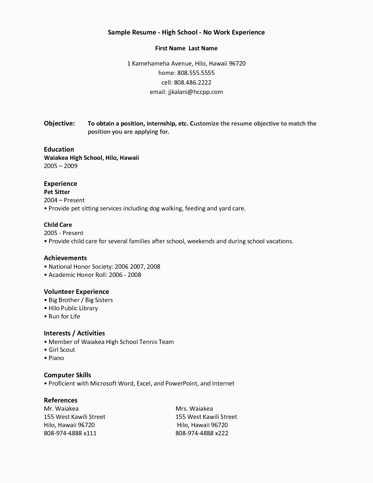 Sample High School Graduate Resume No Experience Resume for Students with No Experience – Task List Templates