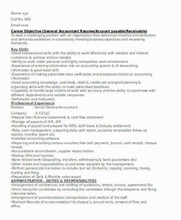 Sample Of Resume Objective for Accountant 26 Accountant Resume Templates Pdf Doc