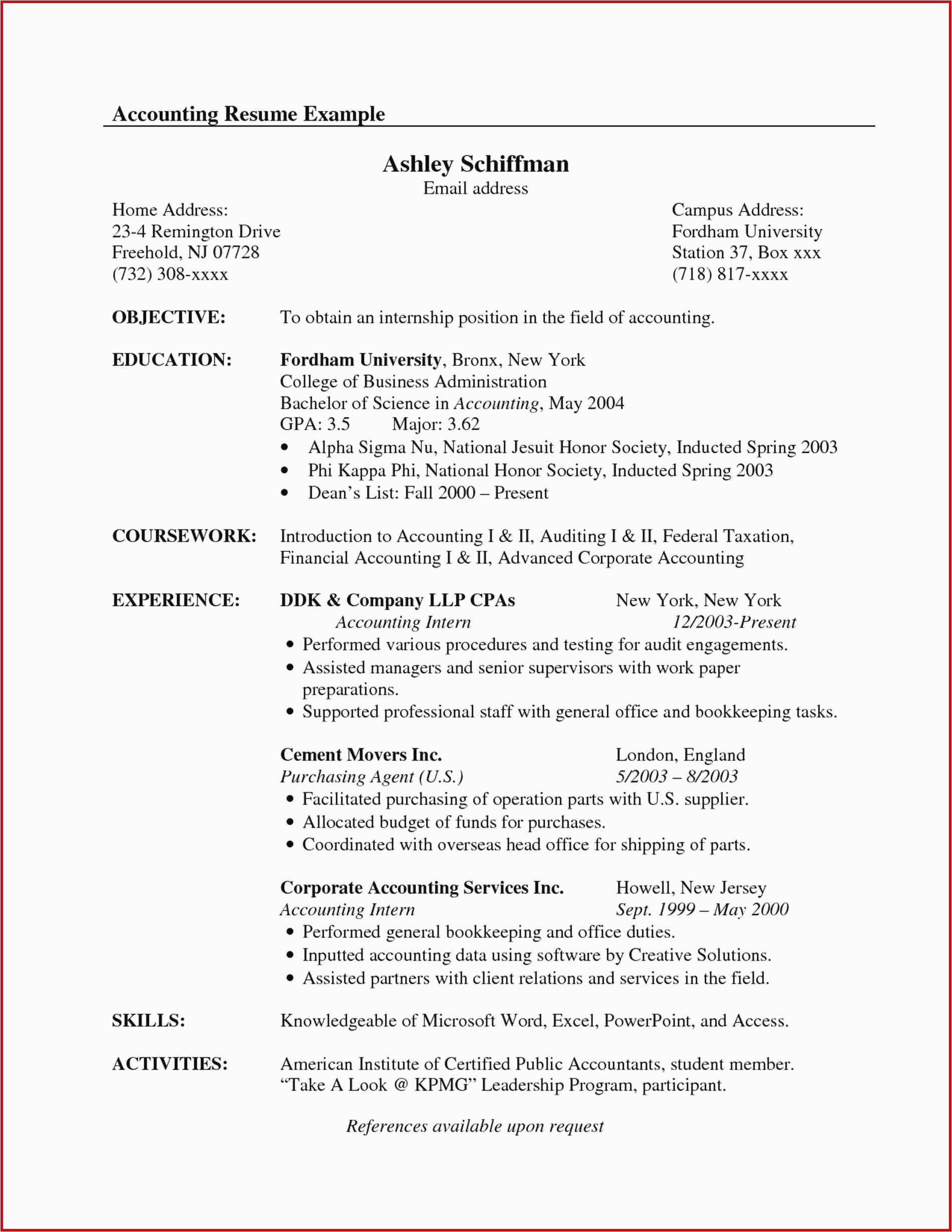 Sample Of Resume Objective for Accountant Job Objective Accounting Supervisor