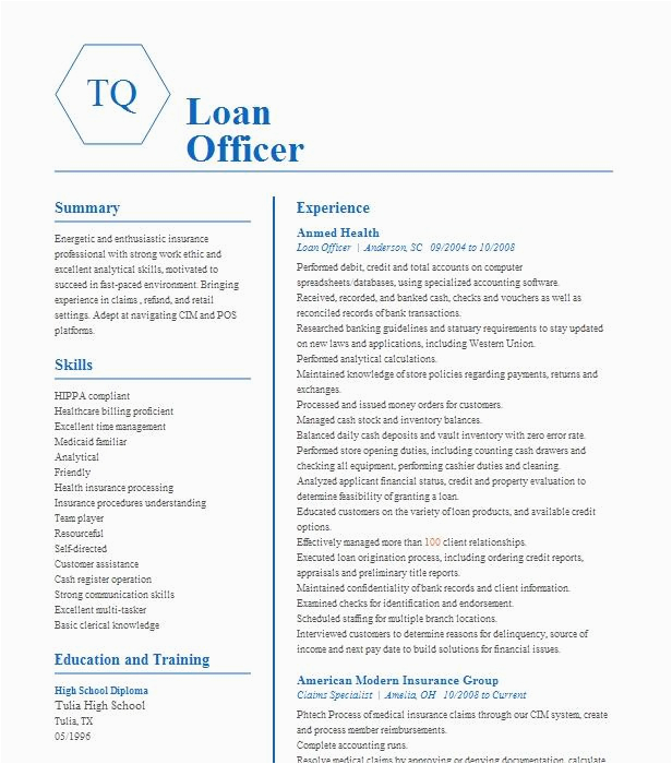 Sample Resume for Auto Loan Officer Best Loan Ficer Resume Example