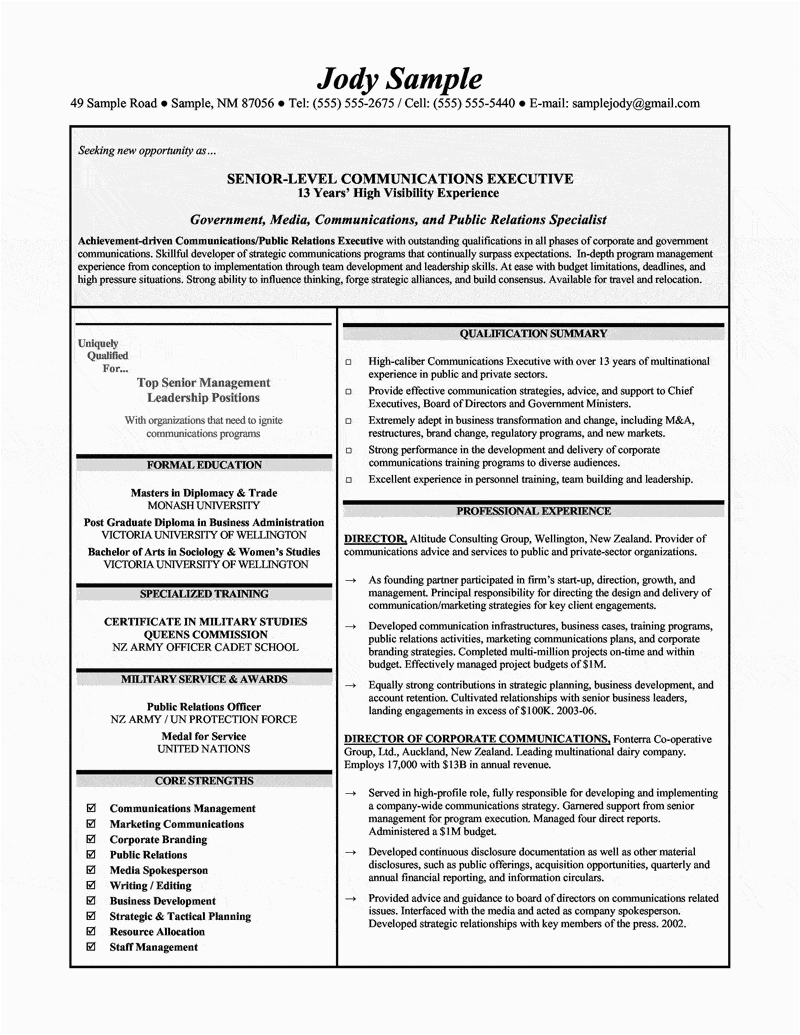 Sample Resume for Corporate Communication Executive Munications Executive Resume