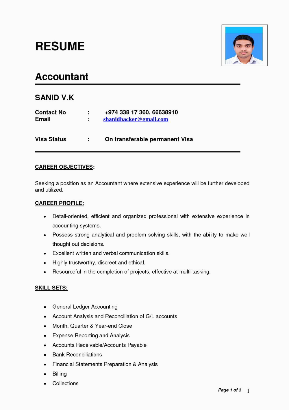 Sample Resume for Jobs In India Resume format for Dentist Job In India