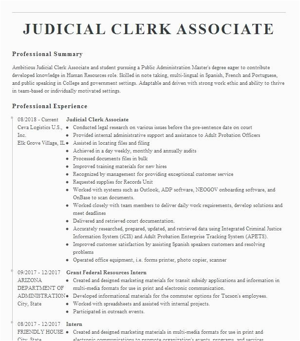 Sample Resume for Judicial Clerkship Nj Judicial Clerk 3 Bilingual Jury Management Resume Example Superior