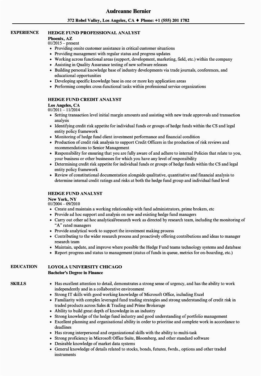 Sample Resume for Mutual Fund Analyst Hedge Funds Examples Hedge Fund Tearsheets Created by the Hedge Fund