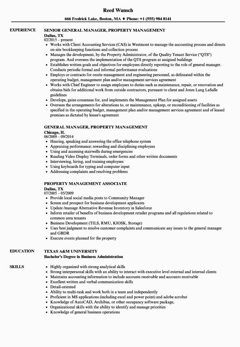 Sample Resume for Property Management Job Free Property Management Resume Samples Velvet Jobs