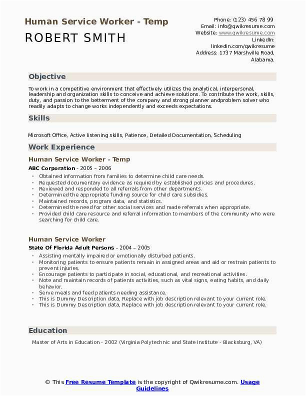 Sample Resume Objectives for Human Services Human Service Worker Resume Samples