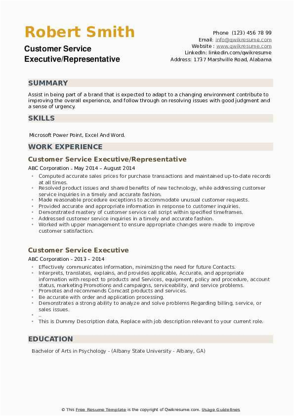 Sample Resume Of Experienced Customer Care Executive Customer Service Executive Resume Samples