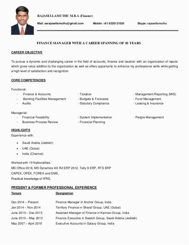 Sample Resume Of Finance Manager In India Financial Manager Jobs In India Best Finance Manager Resume Example