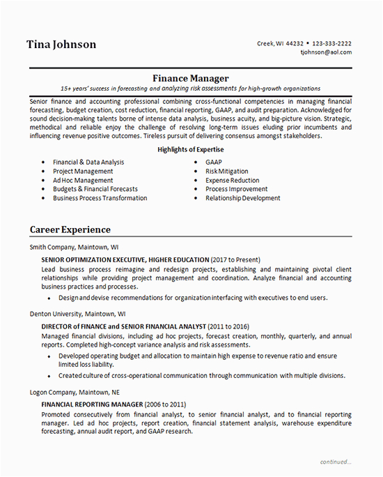 Sample Resume Of Finance Manager In India Resume format for Accounts & Finance Manager In India Financial